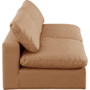  Manufacturer Color_Cognac -- Comfy 78" Cognac Vegan Leather Upholstered 2 pc Armless Modular Loveseat IMAGE 5