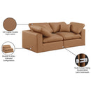  Manufacturer Color_Cognac -- Comfy 80" Cognac Vegan Leather Upholstered 2 pc Modular Loveseat IMAGE 10