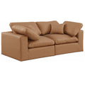  Manufacturer Color_Cognac -- Comfy 80" Cognac Vegan Leather Upholstered 2 pc Modular Loveseat IMAGE 1
