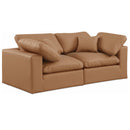  Manufacturer Color_Cognac -- Comfy 80" Cognac Vegan Leather Upholstered 2 pc Modular Loveseat IMAGE 1