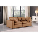  Manufacturer Color_Cognac -- Comfy 80" Cognac Vegan Leather Upholstered 2 pc Modular Loveseat IMAGE 2