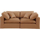  Manufacturer Color_Cognac -- Comfy 80" Cognac Vegan Leather Upholstered 2 pc Modular Loveseat IMAGE 4