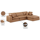  Manufacturer Color_Cognac -- Comfy 119" Cognac Vegan Leather Upholstered 4 pc Modular Sectional IMAGE 16