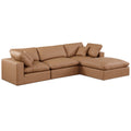  Manufacturer Color_Cognac -- Comfy 119" Cognac Vegan Leather Upholstered 4 pc Modular Sectional IMAGE 1