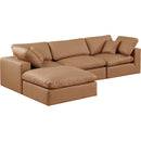  Manufacturer Color_Cognac -- Comfy 119" Cognac Vegan Leather Upholstered 4 pc Modular Sectional IMAGE 2