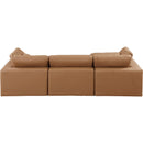  Manufacturer Color_Cognac -- Comfy 119" Cognac Vegan Leather Upholstered 4 pc Modular Sectional IMAGE 6