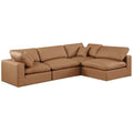  Manufacturer Color_Cognac -- Comfy 119" Cognac Vegan Leather Upholstered 4 pc Modular Sectional IMAGE 1