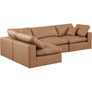  Manufacturer Color_Cognac -- Comfy 119" Cognac Vegan Leather Upholstered 4 pc Modular Sectional IMAGE 2