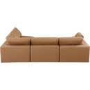 Meridian Comfy Cognac Vegan Leather Modular Sectional IMAGE 5