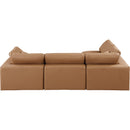  Manufacturer Color_Cognac -- Comfy 119" Cognac Vegan Leather Upholstered 4 pc Modular Sectional IMAGE 6