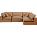  Manufacturer Color_Cognac -- Comfy 119" Cognac Vegan Leather Upholstered 4 pc Modular Sectional IMAGE 8