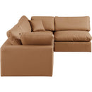  Manufacturer Color_Cognac -- Comfy 119" Cognac Vegan Leather Upholstered 4 pc Modular Sectional IMAGE 9