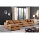  Manufacturer Color_Cognac -- Comfy 158" Cognac Vegan Leather Upholstered 5 pc Modular Sectional IMAGE 4