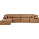  Manufacturer Color_Cognac -- Comfy 158" Cognac Vegan Leather Upholstered 5 pc Modular Sectional IMAGE 7