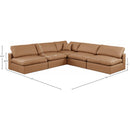  Manufacturer Color_Cognac -- Comfy 118" Cognac Vegan Leather Upholstered 5 pc Modular Sectional IMAGE 10