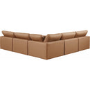 Manufacturer Color_Cognac -- Comfy 118" Cognac Vegan Leather Upholstered 5 pc Modular Sectional IMAGE 3