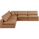  Manufacturer Color_Cognac -- Comfy 118" Cognac Vegan Leather Upholstered 5 pc Modular Sectional IMAGE 4