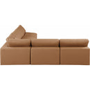  Manufacturer Color_Cognac -- Comfy 118" Cognac Vegan Leather Upholstered 5 pc Modular Sectional IMAGE 5