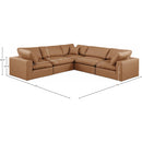  Manufacturer Color_Cognac -- Comfy 119" Cognac Vegan Leather Upholstered 5 pc Modular Sectional IMAGE 10