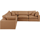 Manufacturer Color_Cognac -- Comfy 119" Cognac Vegan Leather Upholstered 5 pc Modular Sectional IMAGE 4