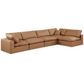  Manufacturer Color_Cognac -- Comfy 158" Cognac Vegan Leather Upholstered 5 pc Modular Sectional IMAGE 1