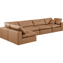  Manufacturer Color_Cognac -- Comfy 158" Cognac Vegan Leather Upholstered 5 pc Modular Sectional IMAGE 2