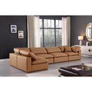 Meridian Comfy Cognac Vegan Leather Modular Sectional IMAGE 4