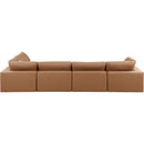  Manufacturer Color_Cognac -- Comfy 158" Cognac Vegan Leather Upholstered 5 pc Modular Sectional IMAGE 5