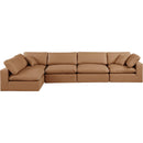 Meridian Comfy Cognac Vegan Leather Modular Sectional IMAGE 7