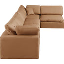  Manufacturer Color_Cognac -- Comfy 158" Cognac Vegan Leather Upholstered 5 pc Modular Sectional IMAGE 9