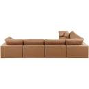  Manufacturer Color_Cognac -- Comfy 158" Cognac Vegan Leather Upholstered 6 pc Modular Sectional IMAGE 3
