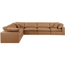  Manufacturer Color_Cognac -- Comfy 158" Cognac Vegan Leather Upholstered 6 pc Modular Sectional IMAGE 4
