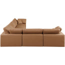  Manufacturer Color_Cognac -- Comfy 158" Cognac Vegan Leather Upholstered 6 pc Modular Sectional IMAGE 5