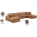 Manufacturer Color_Cognac -- Comfy 158" Cognac Vegan Leather Upholstered 6 pc Modular Sectional IMAGE 11