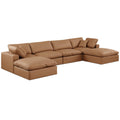  Manufacturer Color_Cognac -- Comfy 158" Cognac Vegan Leather Upholstered 6 pc Modular Sectional IMAGE 1
