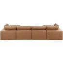  Manufacturer Color_Cognac -- Comfy 158" Cognac Vegan Leather Upholstered 6 pc Modular Sectional IMAGE 3