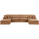  Manufacturer Color_Cognac -- Comfy 158" Cognac Vegan Leather Upholstered 6 pc Modular Sectional IMAGE 4