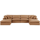 Meridian Comfy Cognac Vegan Leather Modular Sectional IMAGE 4