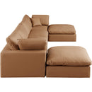  Manufacturer Color_Cognac -- Comfy 158" Cognac Vegan Leather Upholstered 6 pc Modular Sectional IMAGE 5