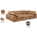  Manufacturer Color_Cognac -- Comfy 119" Cognac Vegan Leather Upholstered 6 pc Modular Sectional IMAGE 11