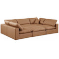  Manufacturer Color_Cognac -- Comfy 119" Cognac Vegan Leather Upholstered 6 pc Modular Sectional IMAGE 1
