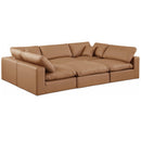  Manufacturer Color_Cognac -- Comfy 119" Cognac Vegan Leather Upholstered 6 pc Modular Sectional IMAGE 1