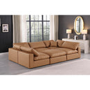  Manufacturer Color_Cognac -- Comfy 119" Cognac Vegan Leather Upholstered 6 pc Modular Sectional IMAGE 2