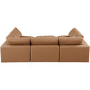  Manufacturer Color_Cognac -- Comfy 119" Cognac Vegan Leather Upholstered 6 pc Modular Sectional IMAGE 3