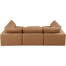 Meridian Comfy Cognac Vegan Leather Modular Sectional IMAGE 3