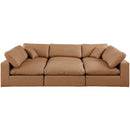  Manufacturer Color_Cognac -- Comfy 119" Cognac Vegan Leather Upholstered 6 pc Modular Sectional IMAGE 4