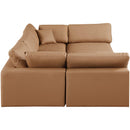  Manufacturer Color_Cognac -- Comfy 119" Cognac Vegan Leather Upholstered 6 pc Modular Sectional IMAGE 5