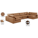  Manufacturer Color_Cognac -- Comfy 158" Cognac Vegan Leather Upholstered 6 pc Modular Sectional IMAGE 11