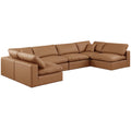 Manufacturer Color_Cognac -- Comfy 158" Cognac Vegan Leather Upholstered 6 pc Modular Sectional IMAGE 1