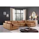 Manufacturer Color_Cognac -- Comfy 158" Cognac Vegan Leather Upholstered 6 pc Modular Sectional IMAGE 2